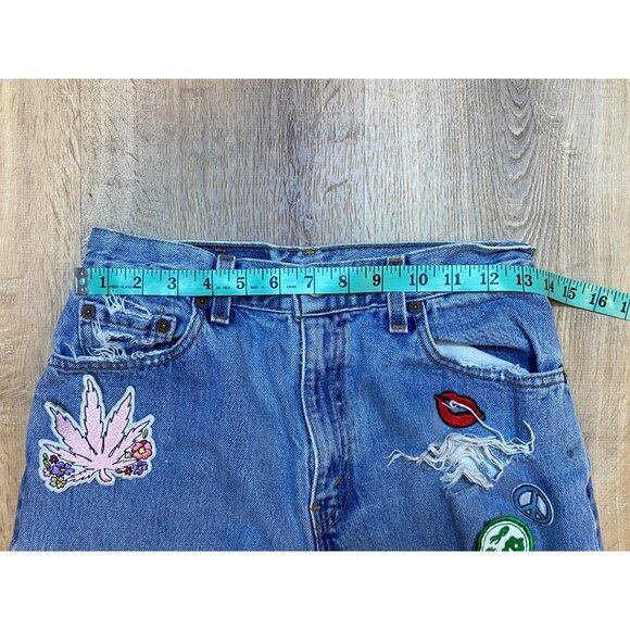 Vintage Levis Womens 550 High-Waisted Blue Jeans With Distressed Patches USA - Picture 4 of 8